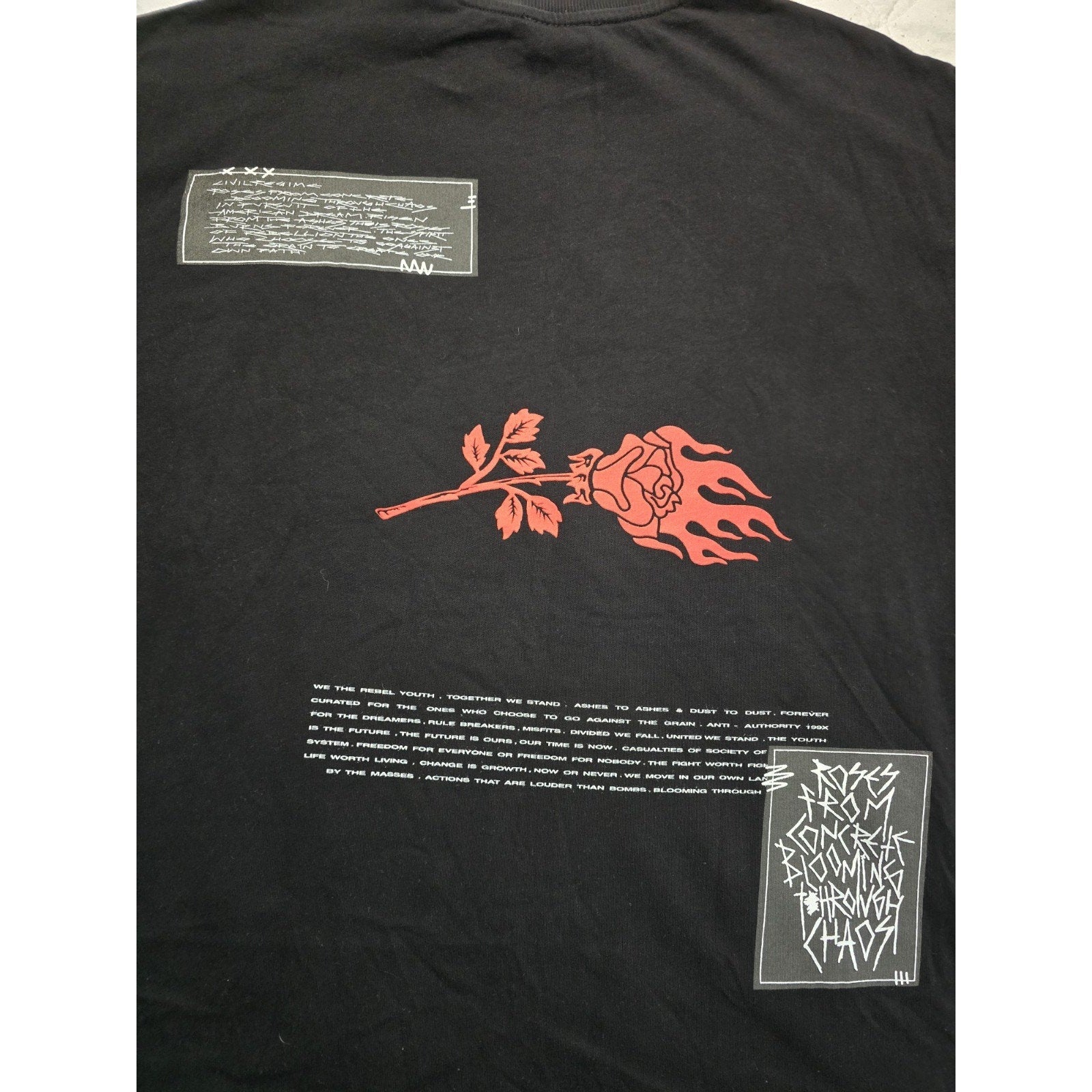 Civil Regime Welcome To Our Fire Oversized Tee Black Small NWOT Streetwear Urban