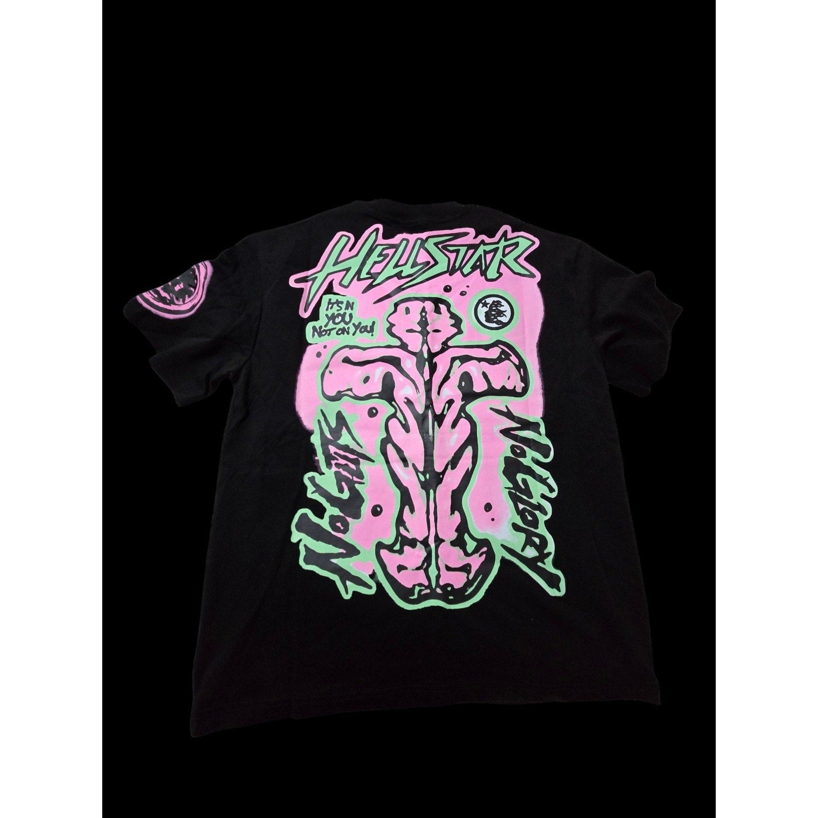 Hellstar No Guts No Glory Tee Black Pink Green Size M LA NFC NWT Streetwear