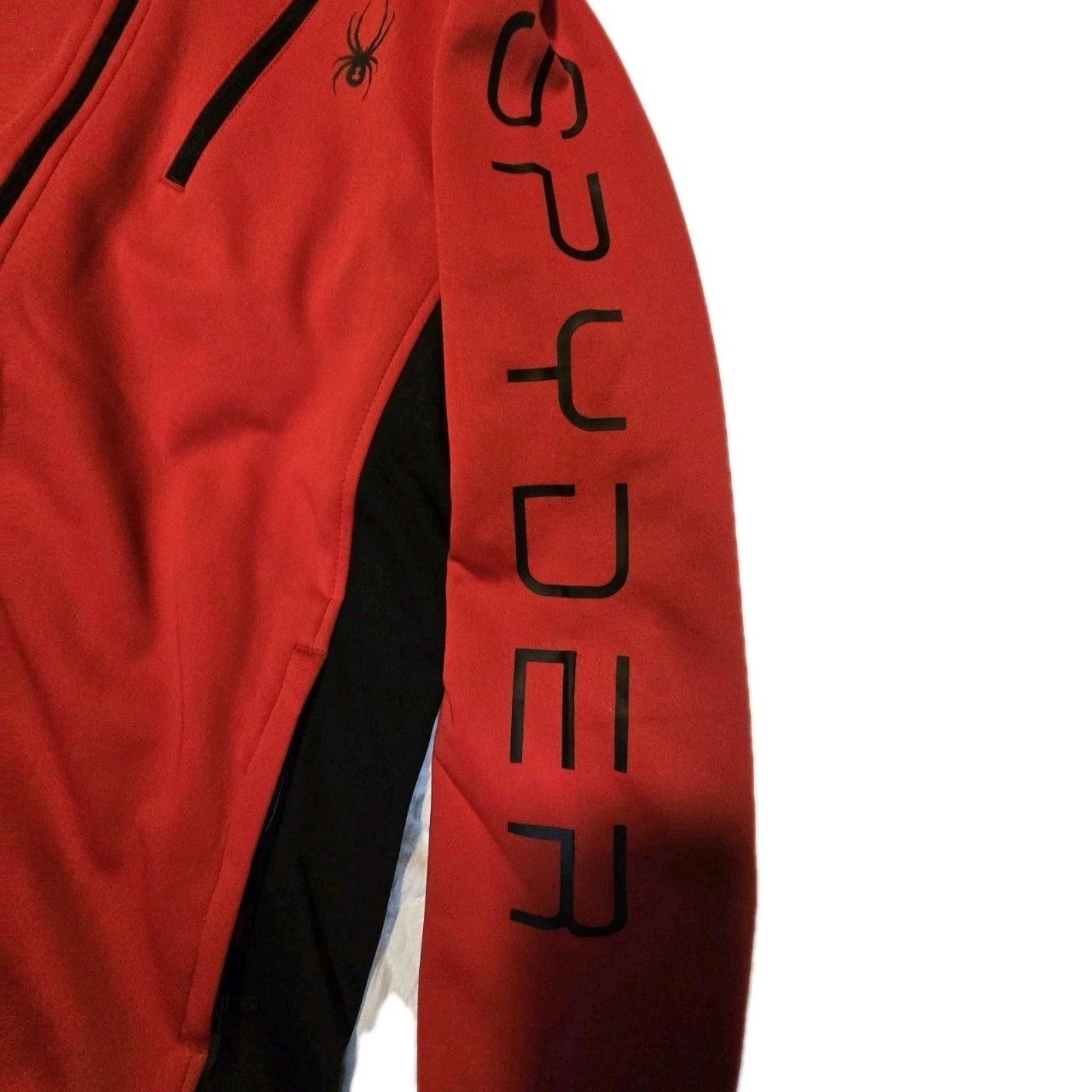 Spyder HydroWEB Waterproof Full Zip Hoodie Red Black Men's Small SPFFM203-601