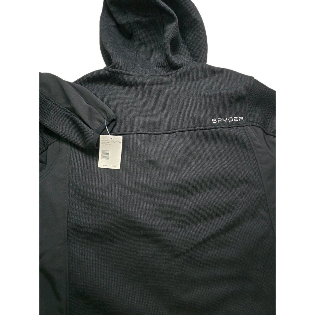 Spyder Men's Wind Resistant Black Hooded Jacket S/P/CH Full Zip