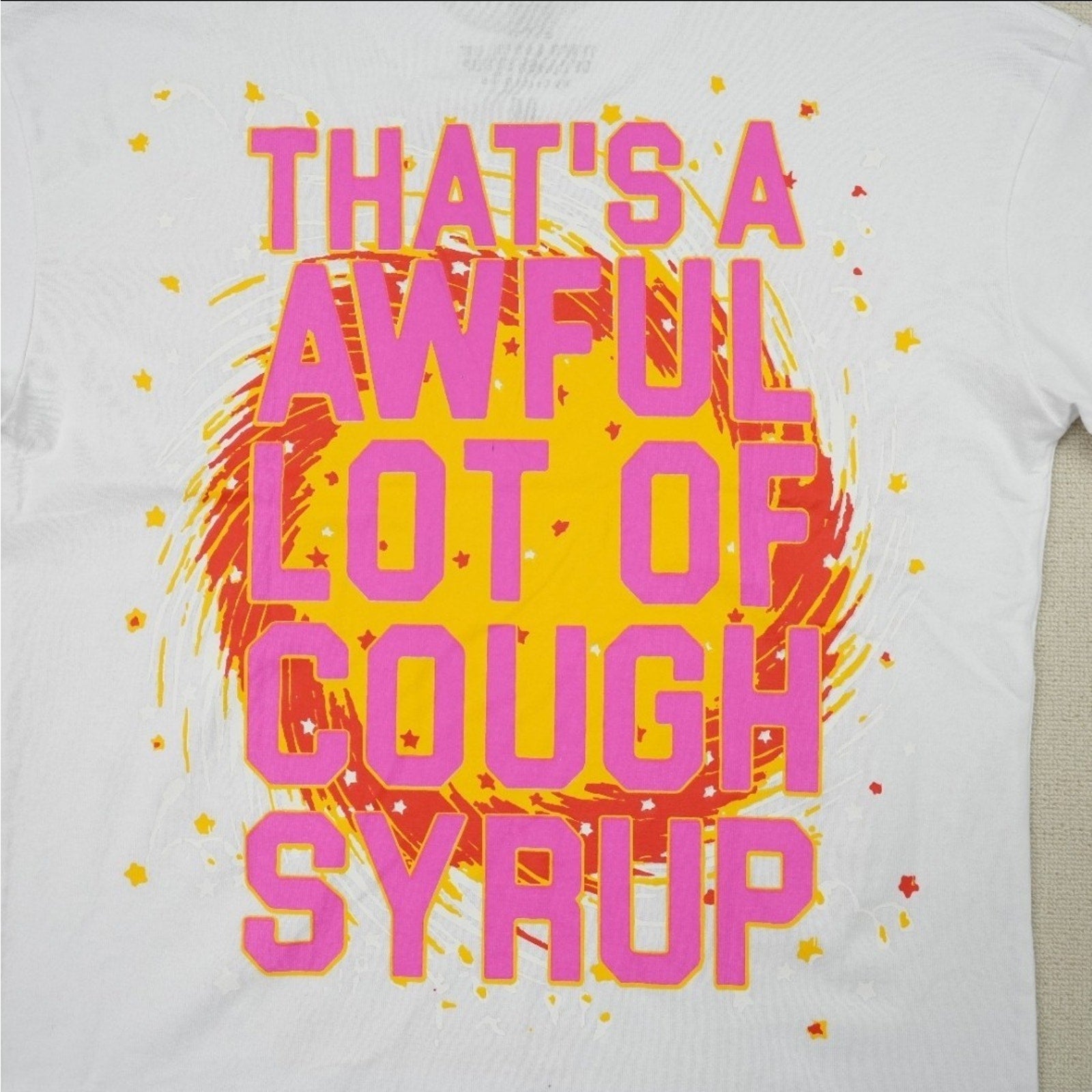 AWFUL LOT OF COUGH SYRUP Eagle Graphic Cotton T-Shirt White Crew Neck Men S