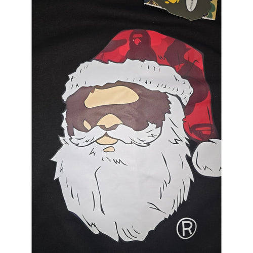 BAPE A Bathing Ape Santa Claus Graphic Cotton T-Shirt Black Crew Neck Men M