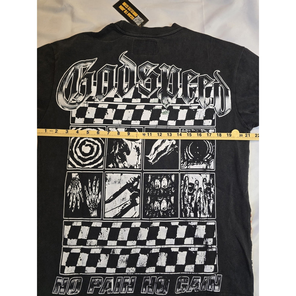 Godspeed Rarity Collection MMXXIV Skeleton Motorcycle Graphic T-Shirt Black Men…