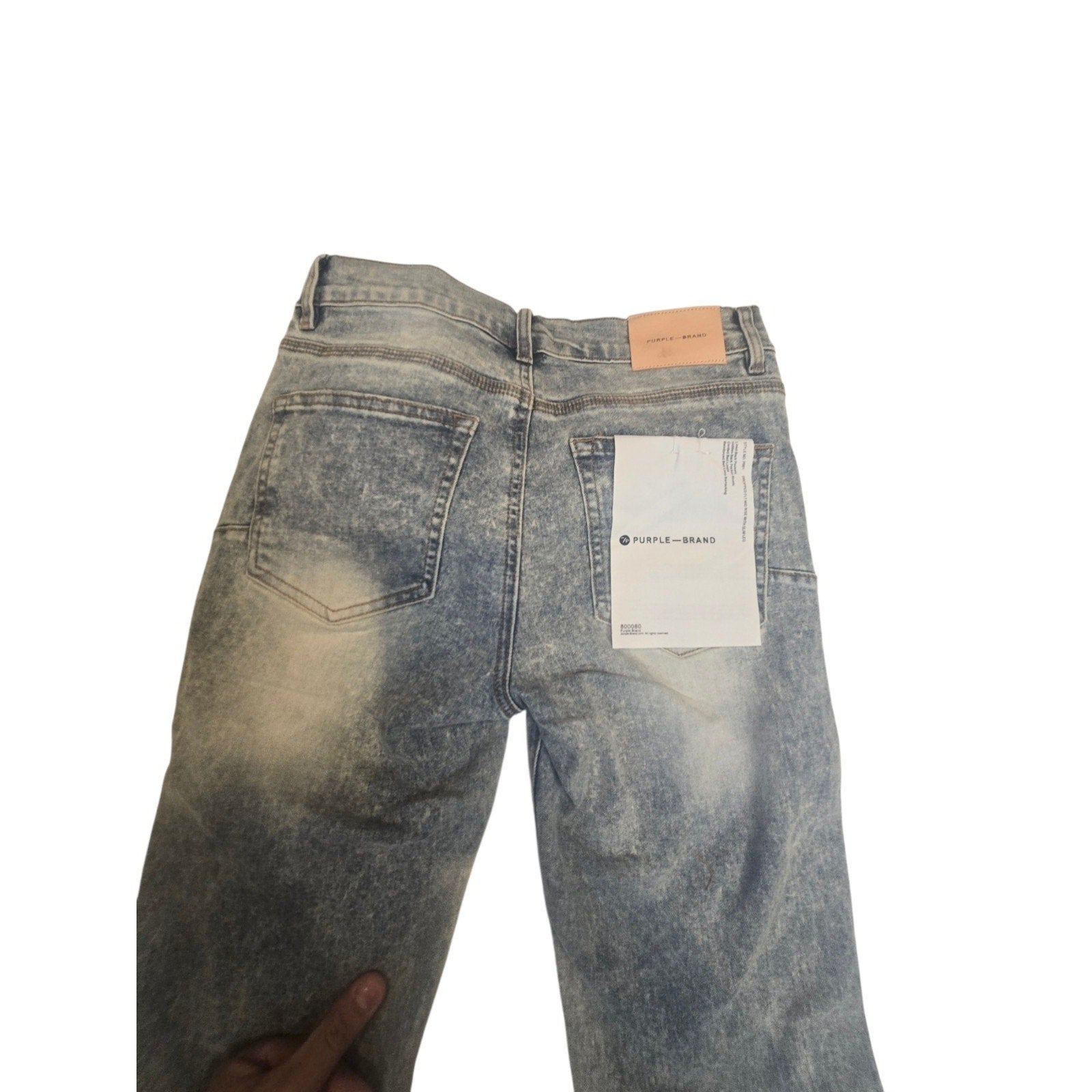 Purple Brand Acid Wash Light Blue Men's Slim Straight Denim Jeans Button Pockets