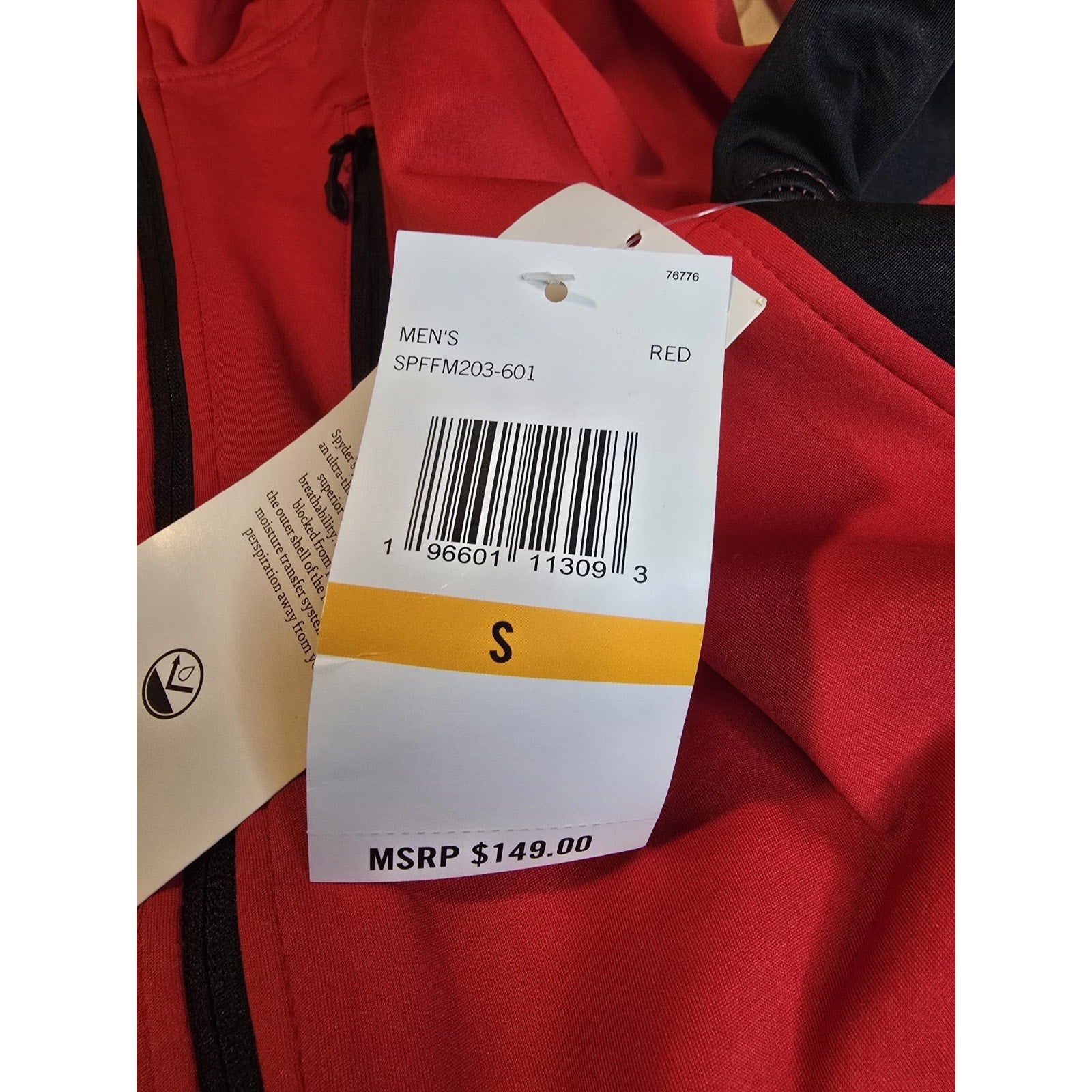 Spyder HydroWEB Waterproof Full Zip Hoodie Red Black Men's Small SPFFM203-601