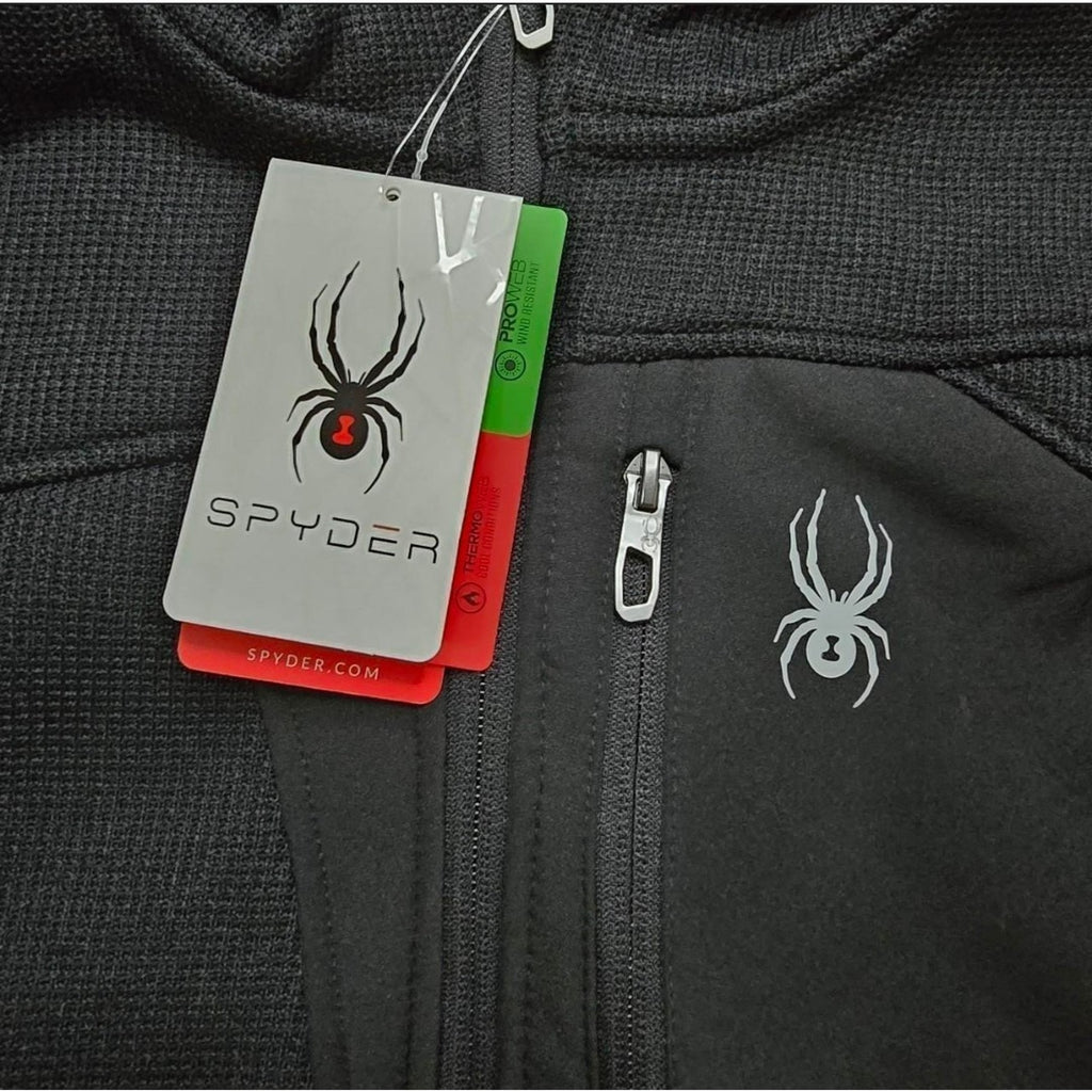 Spyder OMSP182 Black Full Zip Hooded Jacket Medium NWT $149 MSRP
