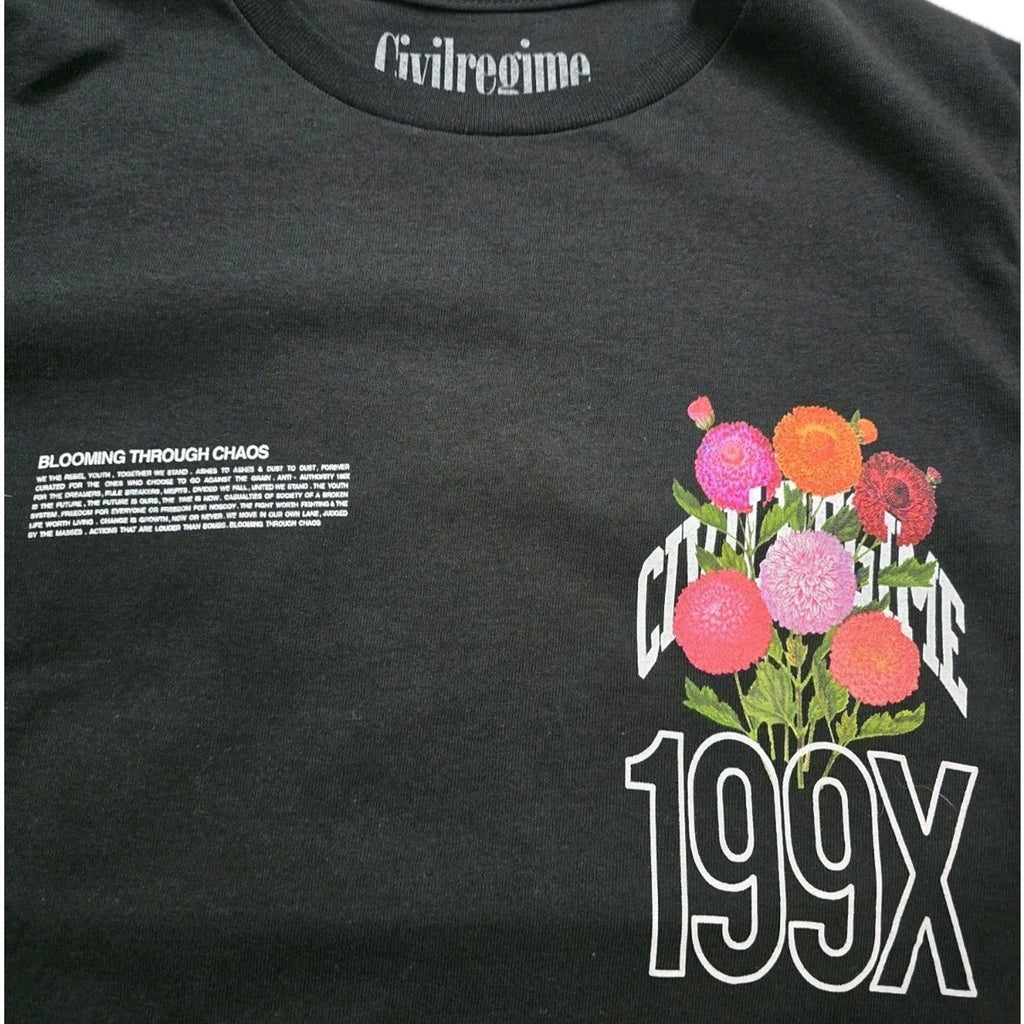 Civil Regime 199X Blooming Through Chaos Tee Black Small NWT Graphic Shirt
