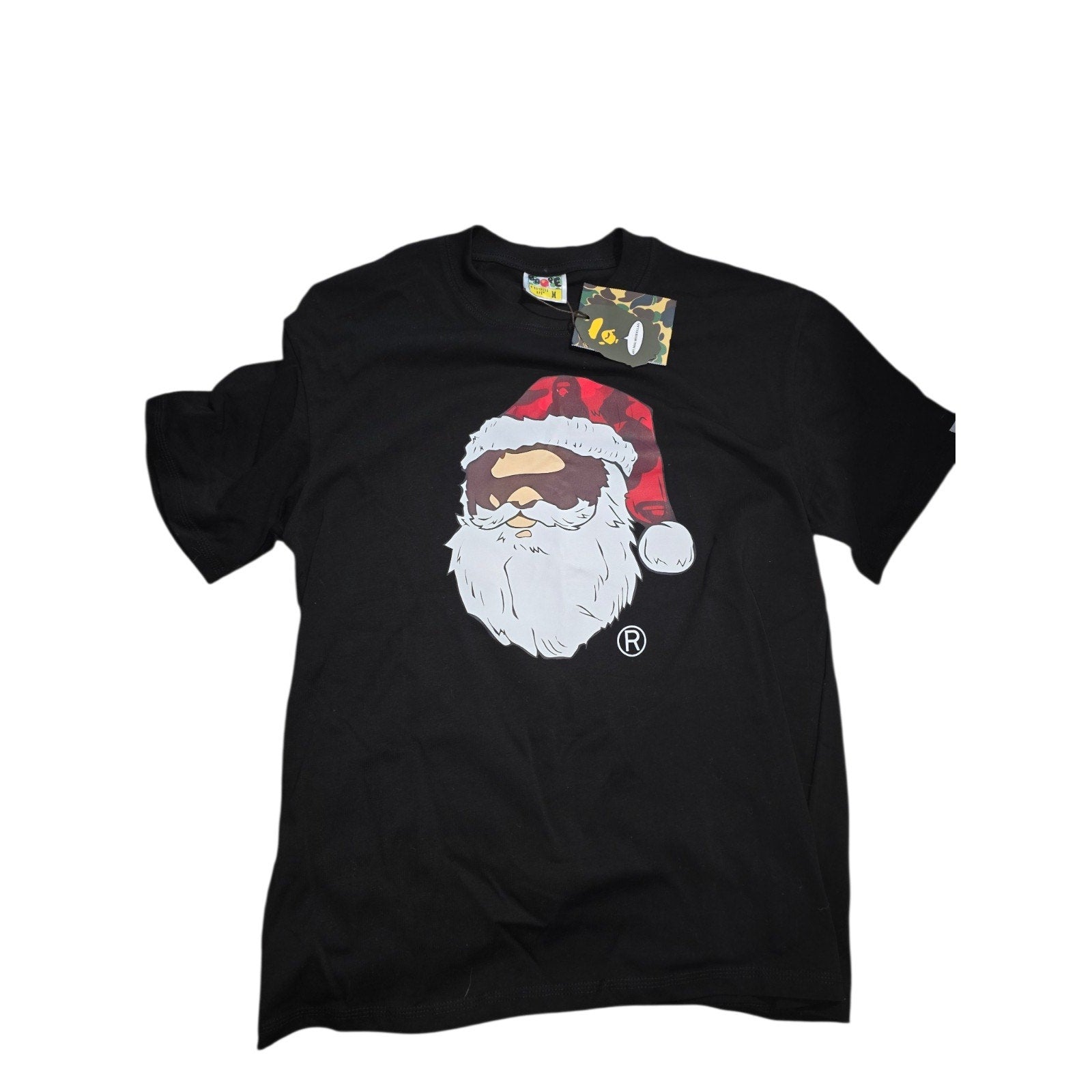BAPE A Bathing Ape Santa Claus Graphic Cotton T-Shirt Black Crew Neck Men M