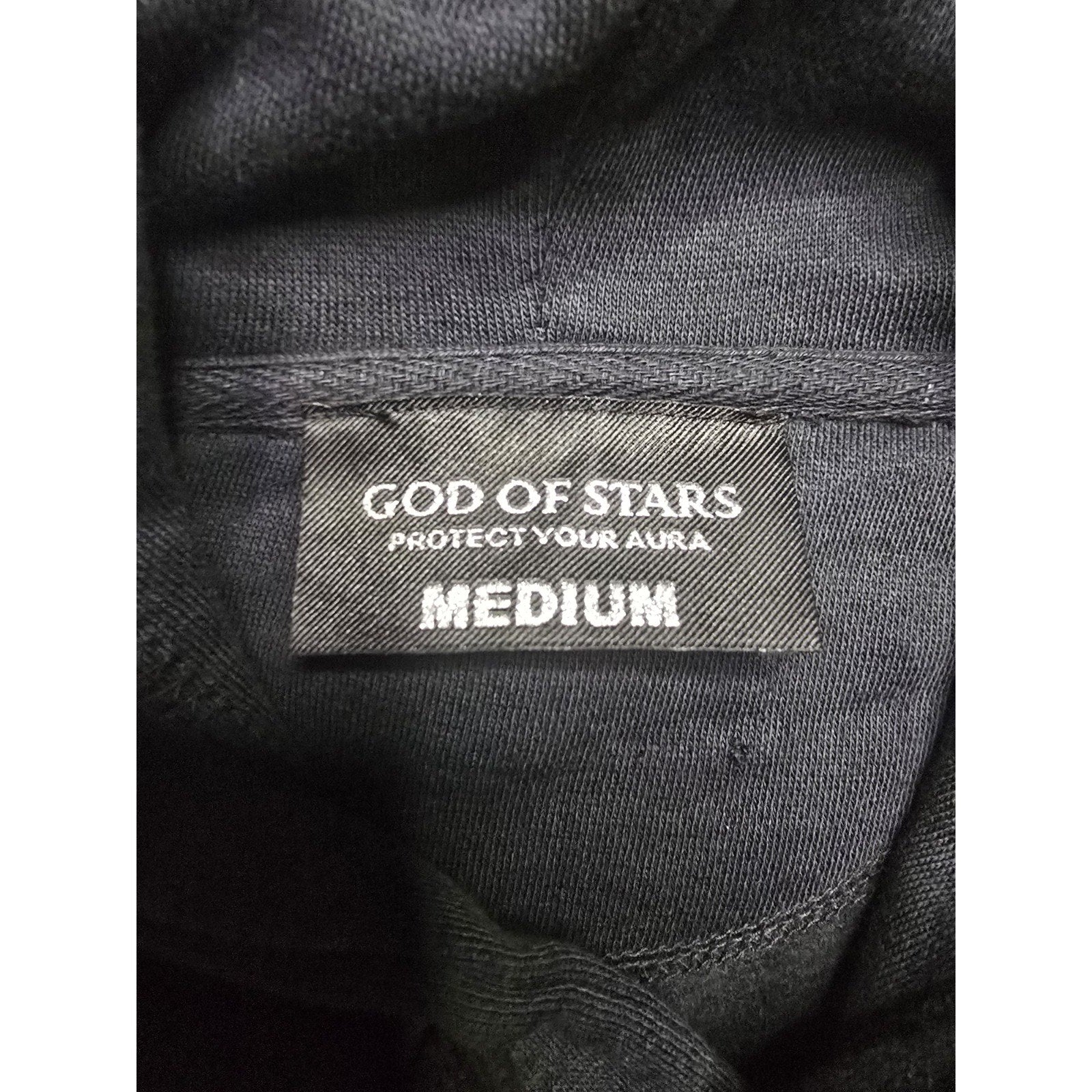 God Of Stars Protect Your Aura Hoodie Black Graphic Cyberpunk Medium