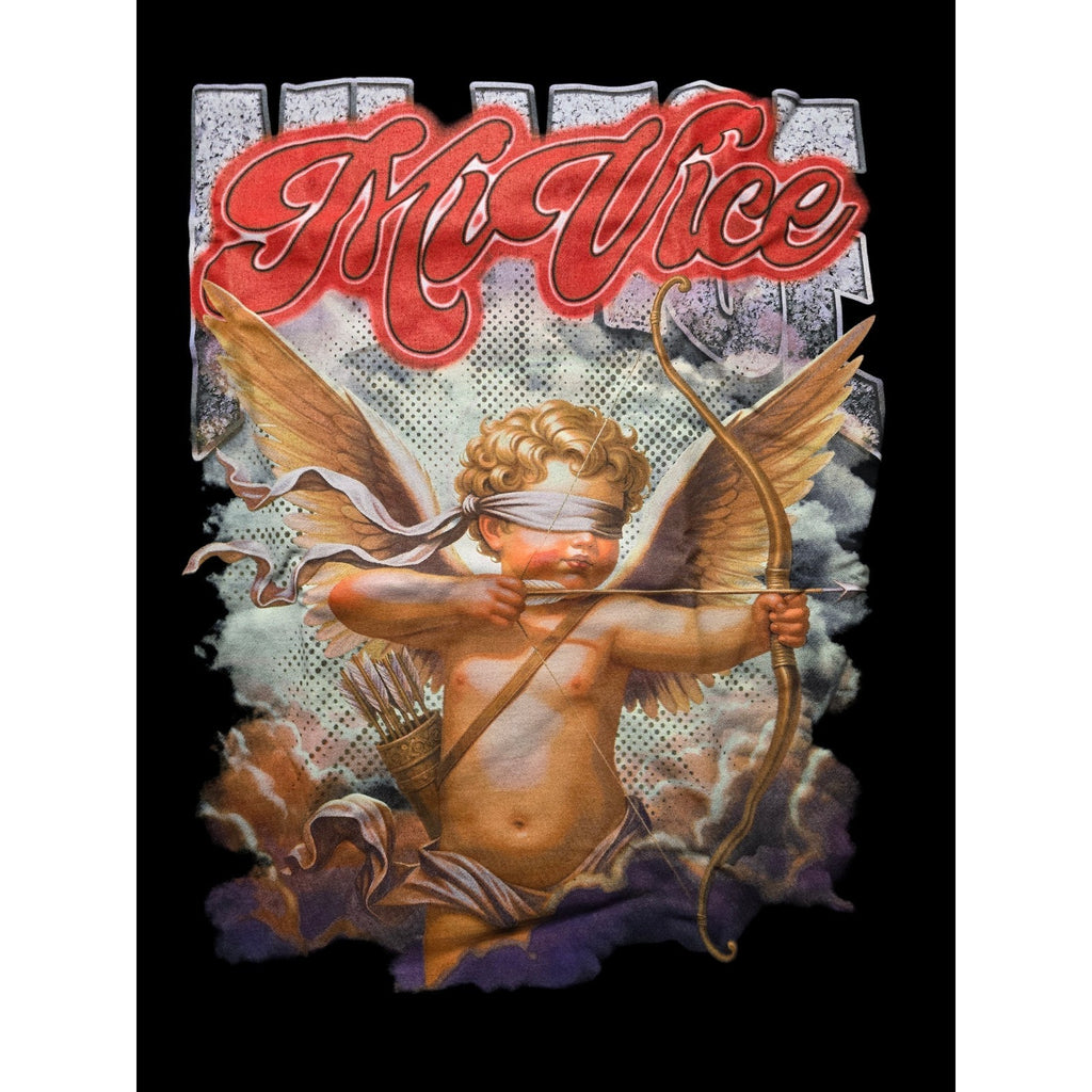 MI VICE by Evil Vice Angel Graphic Cotton T-Shirt Black Crew Neck Men XL