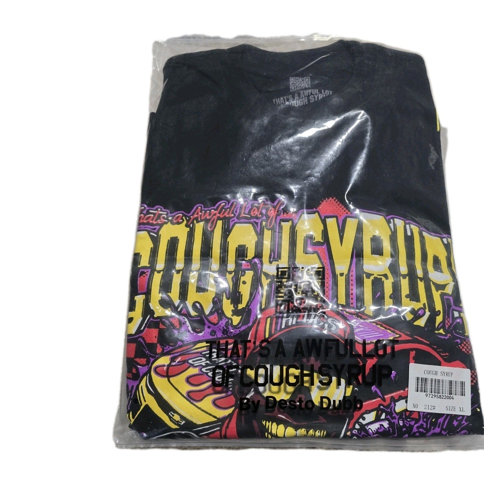 That's a Awful Lot of Cough Syrup Desto Dubb Graphic T-Shirt Black Men XL Nascar