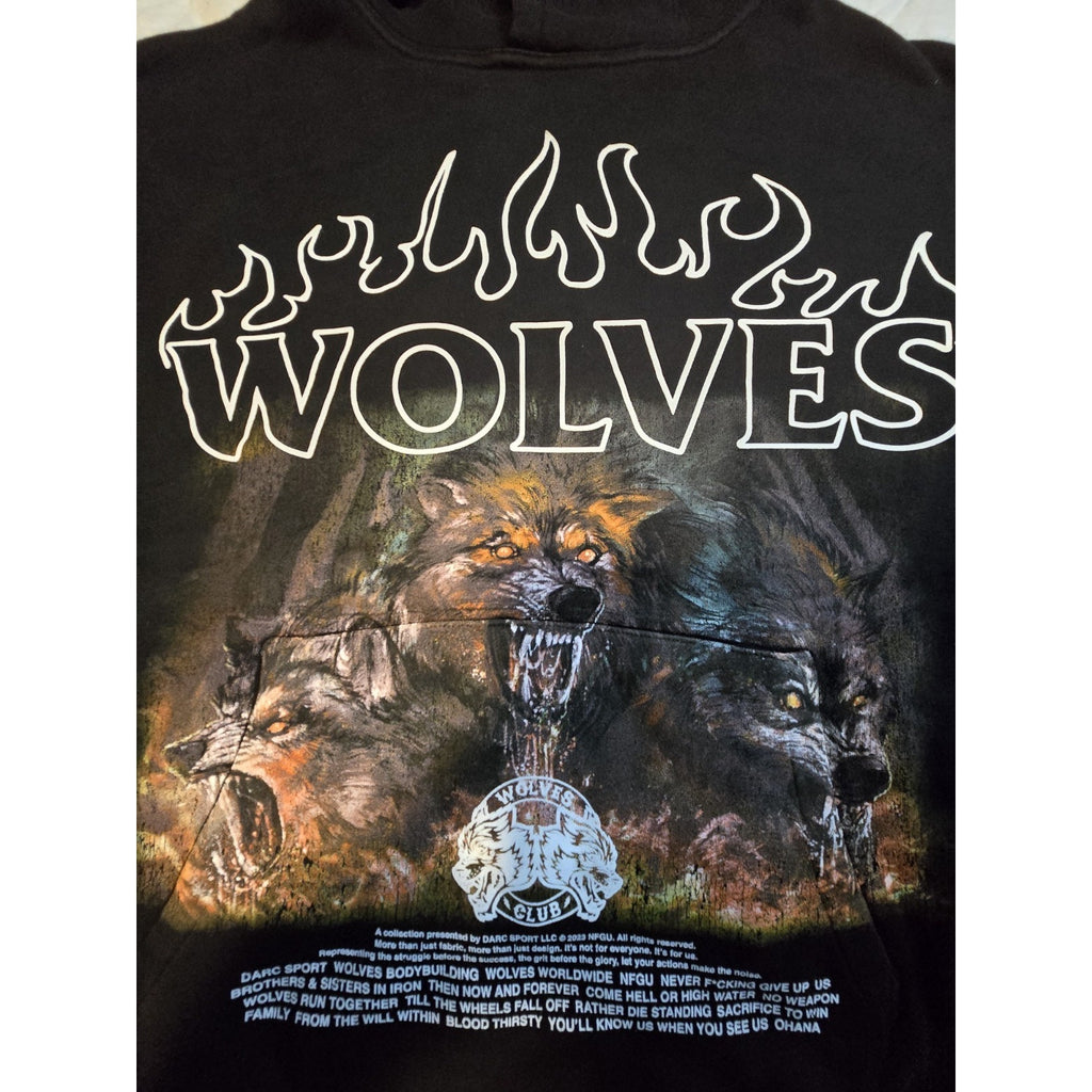 NEW Darc Sport Cerberus V2 Vintage Pierce Hoodie Wolves Black Medium NWT Rare