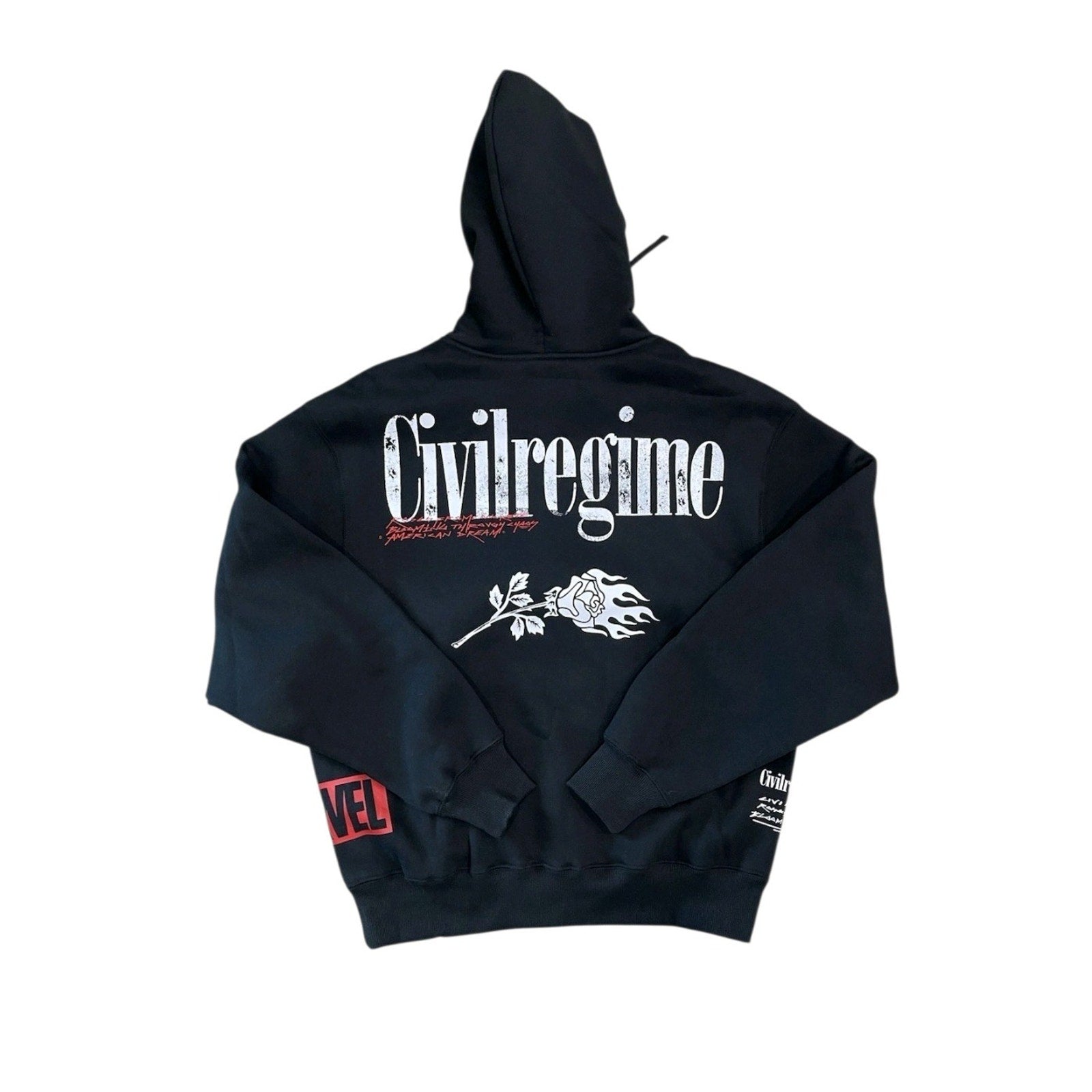 Civil Regime Marvel Deadpool Forever Regime Graphic Hoodie Pullover Black Red Medium