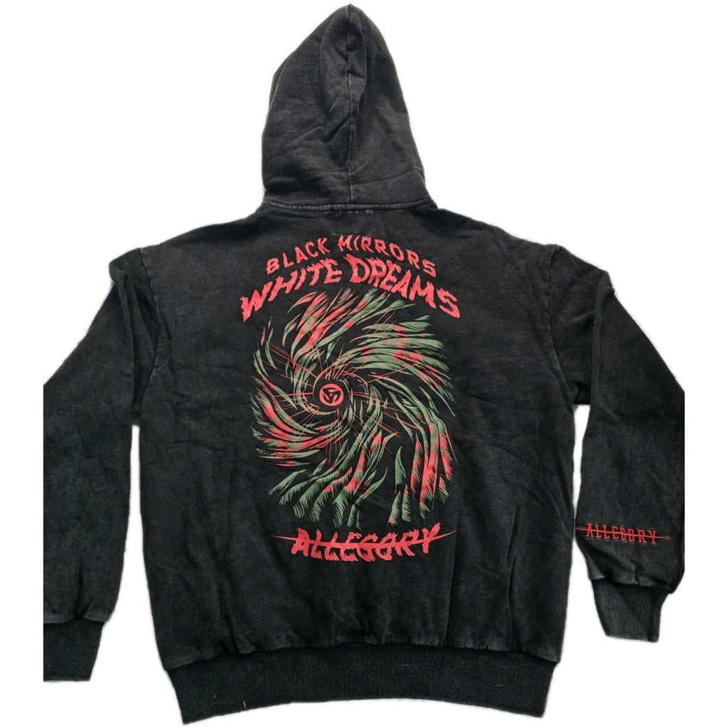 Allegory Black Mirrors White Dreams Hoodie Washed Black Mens M NIB
