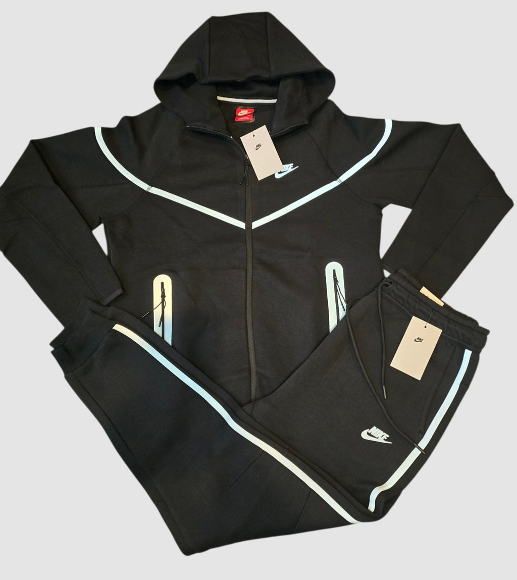 Nike Tech Windrunner Men’s 2-Piece Tracksuit Set Large Black Full Zip Hooded Pockets