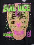 Evil Vice Neon Skull Graphic T Shirt Black Cyber Y2K Mens Medium USA