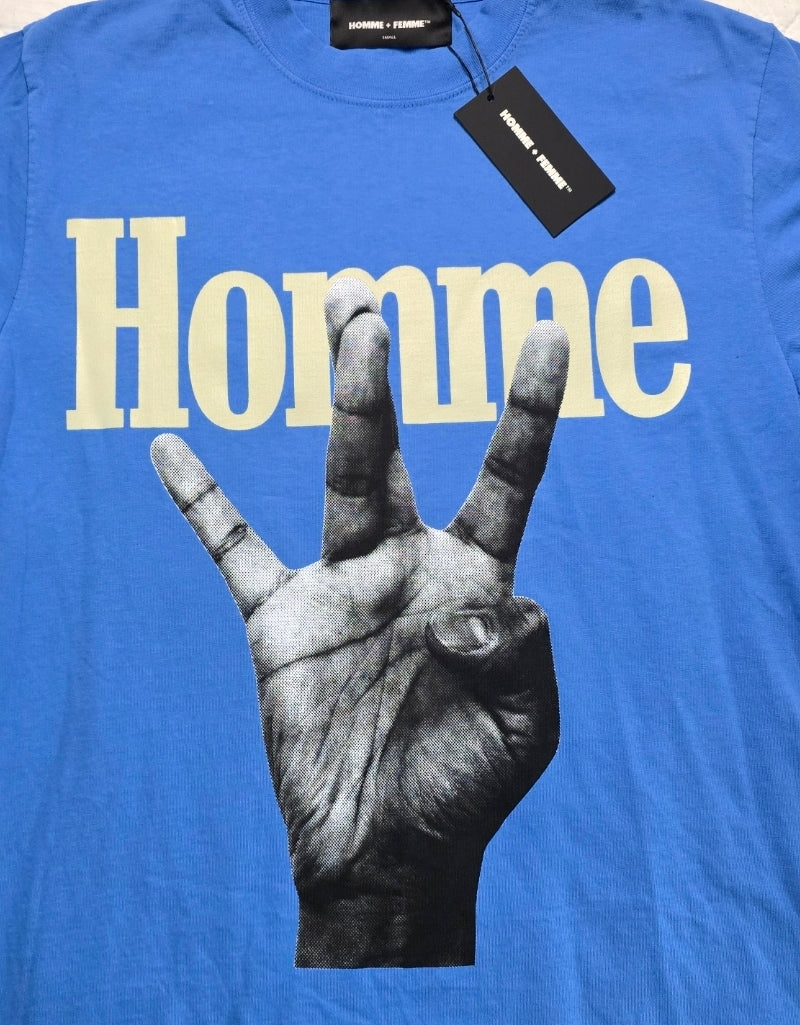 Homme + Femme Twisted Fingers Tee Blue Oversized Small NWT