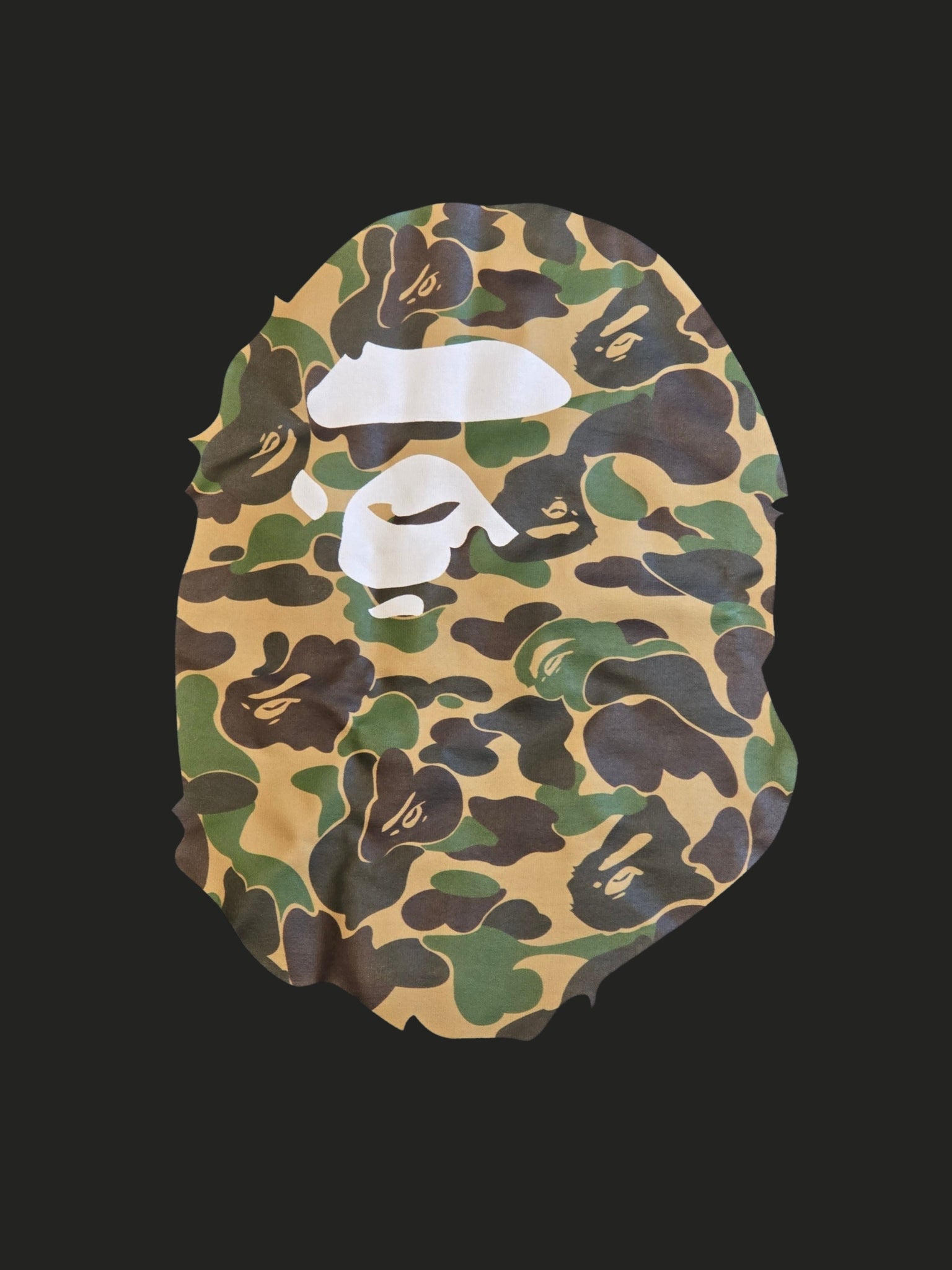 A Bathing Ape Bape Men's Black Ape Head Camo Graphic Logo Tee Crew Neck Large