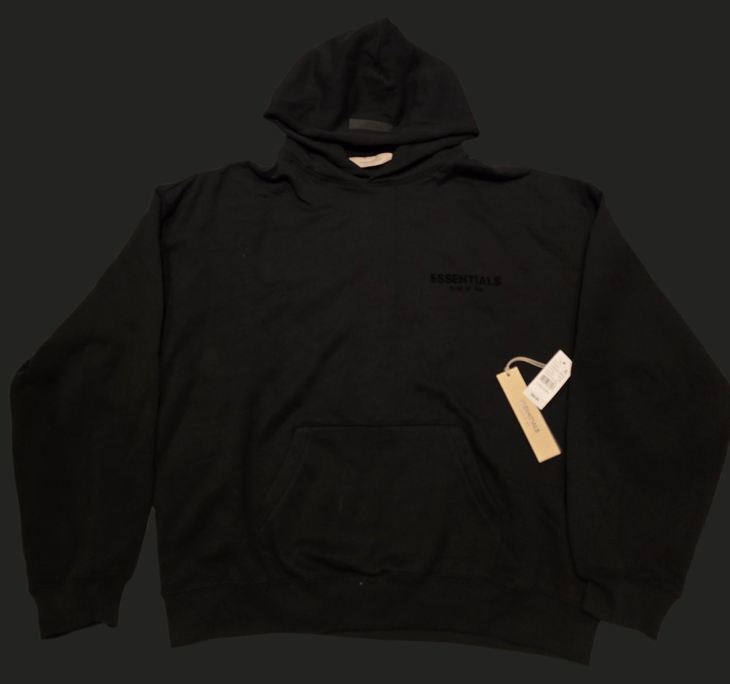 Essentials Fear of God Men's Black Pullover Hoodie Relaxed Fit Fleece Size Large