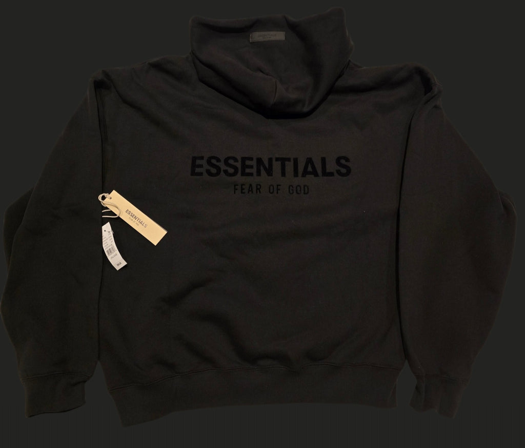 Essentials Fear of God Men's Black Pullover Hoodie Relaxed Fit Fleece Size Large