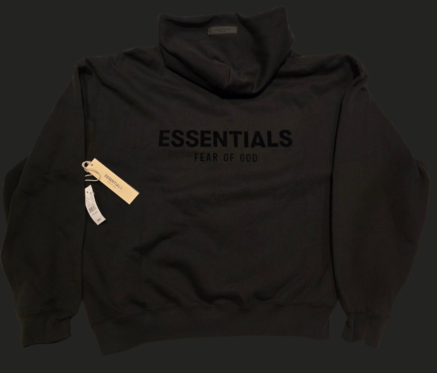Essentials Fear of God Men's Black Pullover Hoodie Relaxed Fit Fleece Size Large