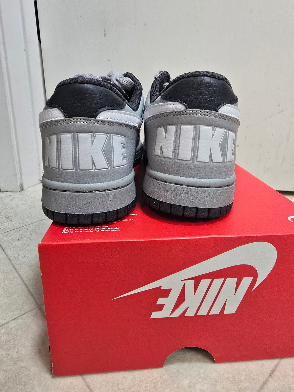 Nike Big Nike Low Light Smoke Grey/Summit White Men's Leather Sneakers 8.5M NEW